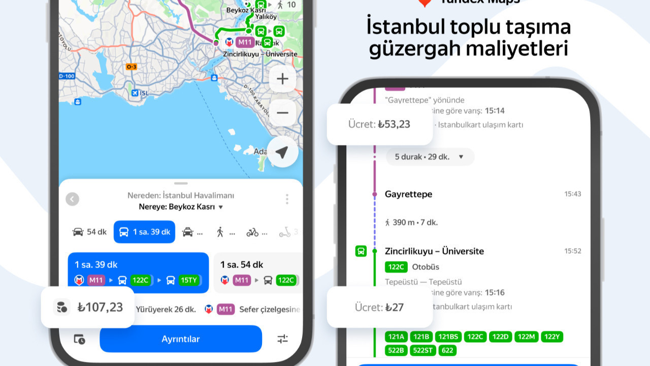 Yandex, İstanbul toplu taşıma fiyatlarını uygulamalarına ekledi